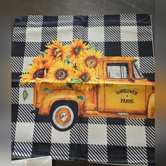 Decorative Sunflower Pillow Cover 18x18 Set of 4, - Picture 5 of 5